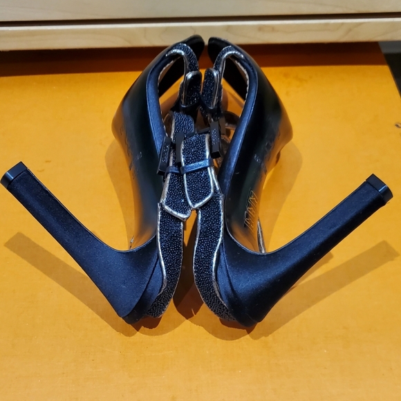 Gianfranco Ferre Vintage Black Open Toe Sandals Heels Size 39.5 / US 9.5 - Picture 8 of 12